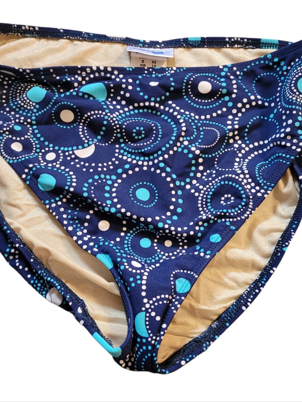 Gottex Blue Bathing Suit Bottom Size 10 Blue And White Circle Pattern